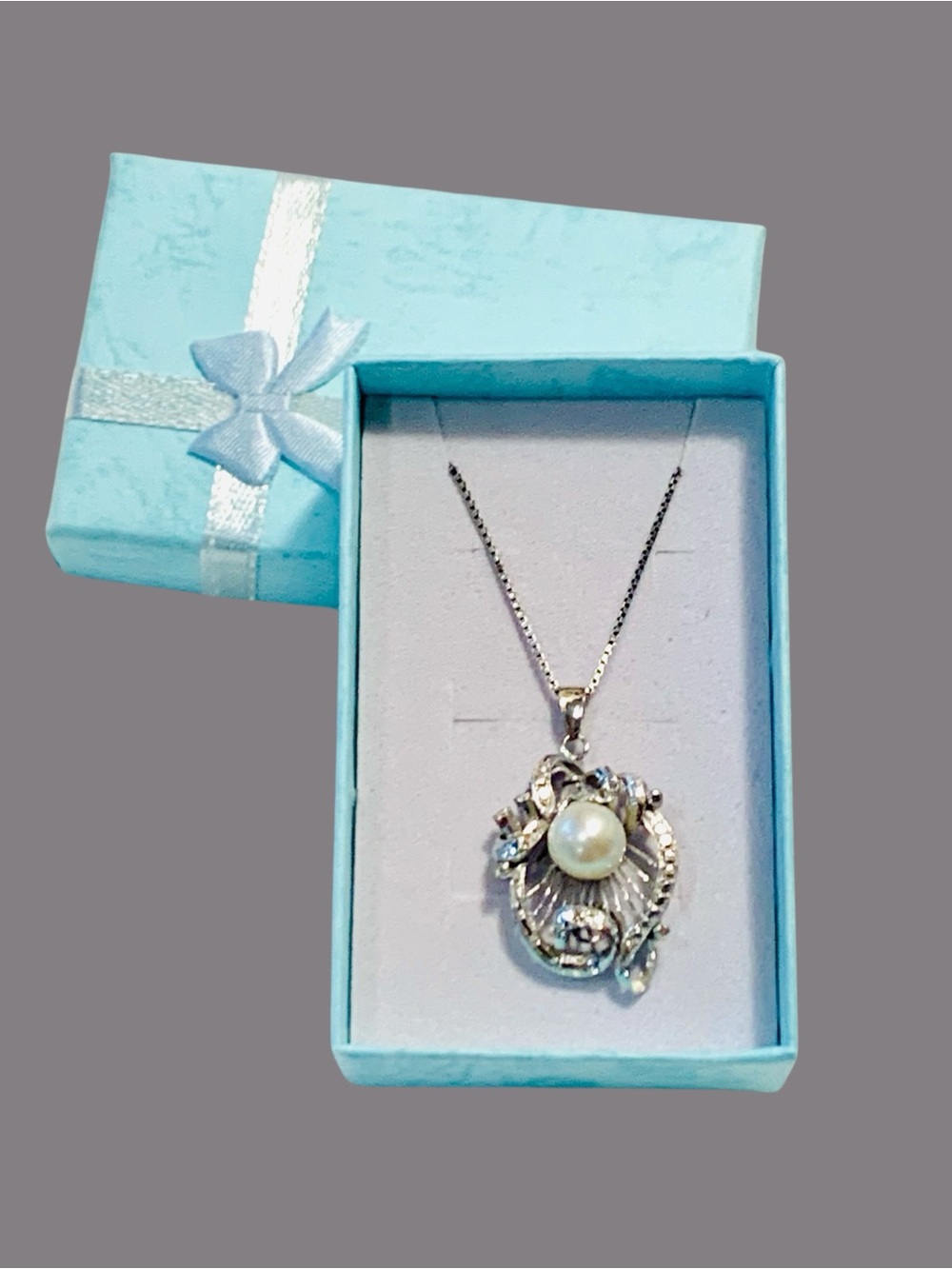 Classic Pearl and Silver Pendant Necklace - White Pearl